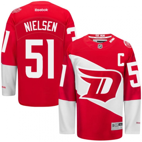 Men's Reebok Detroit Red Wings #51 Frans Nielsen Premier Red 2016 Stadium Series NHL Jersey - Ujersey