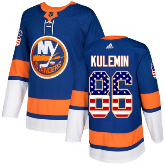Men's Adidas New York Islanders #86 Nikolay Kulemin Authentic Royal Blue USA Flag Fashion NHL Jersey - Ujersey