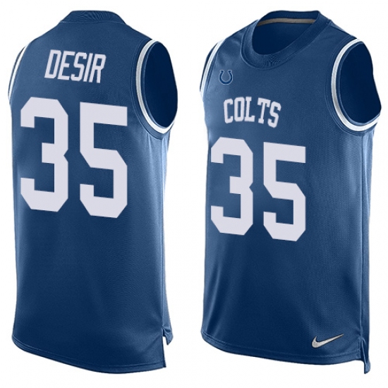 Men's Nike Indianapolis Colts #35 Pierre Desir Limited Royal Blue Player Name & Number Tank Top NFL Jersey - Ujersey
