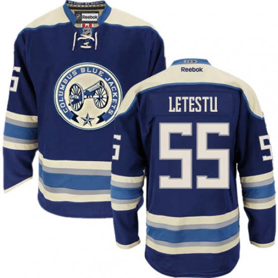 Women's Reebok Columbus Blue Jackets #55 Mark Letestu Authentic Navy Blue Third NHL Jersey - Ujersey