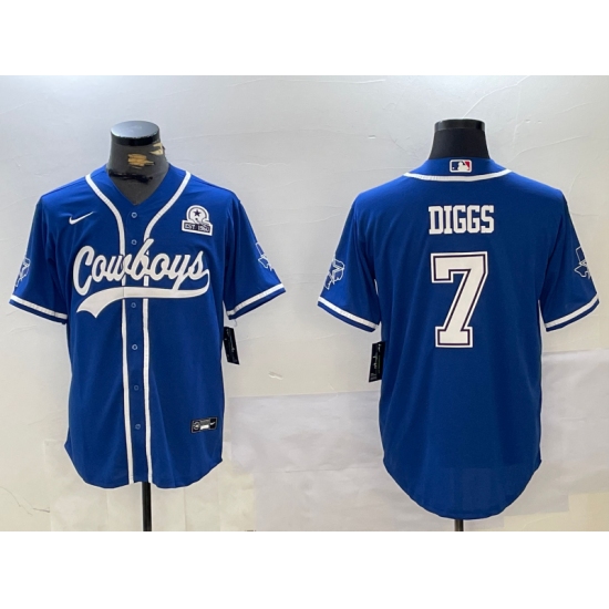 Men's Dallas Cowboys #7 Trevon Diggs Light Blue With 1960 Cool Base Stitched Baseball Jersey - Ujersey