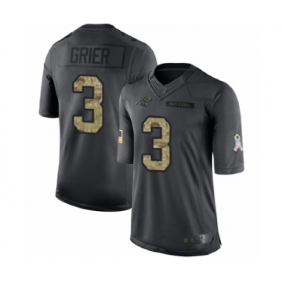 Youth Carolina Panthers #3 Will Grier Limited Black 2016 Salute to Service Football Jersey - Ujersey