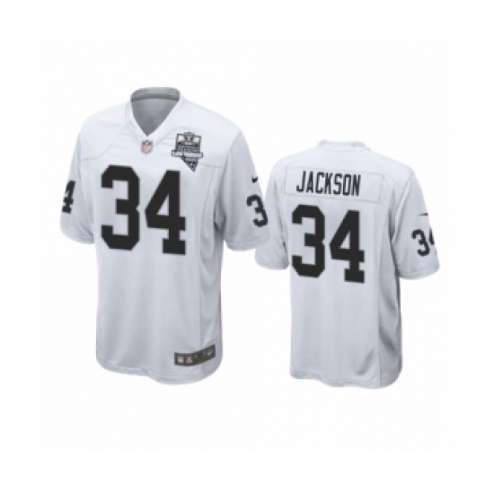 Men's Oakland Raiders #34 Bo Jackson White 2020 Inaugural Season Game Jersey
