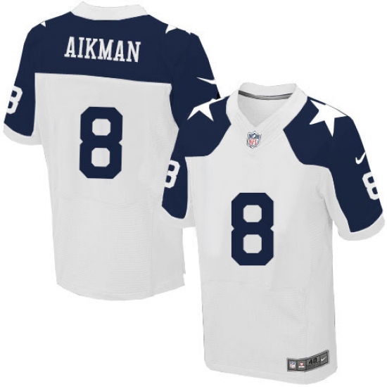 Men's Nike Dallas Cowboys #8 Troy Aikman Elite White Throwback Alternate NFL Jersey - Ujersey
