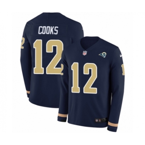 Men's Nike Los Angeles Rams #12 Brandin Cooks Limited Navy Blue Therma Long Sleeve NFL Jersey - Ujersey