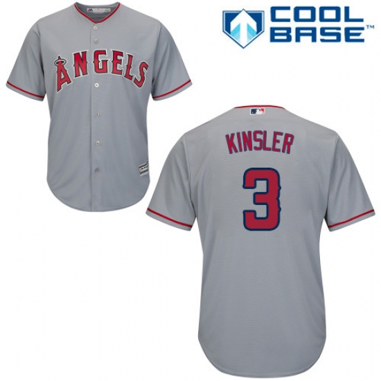 Youth Majestic Los Angeles Angels of Anaheim #3 Ian Kinsler Replica Grey Road Cool Base MLB Jersey - Ujersey