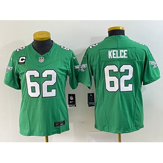 Women's Nike Philadelphia Eagles #62 Jason Kelce Green 2023 F.U.S.E. Vapor Untouchable C Stitched Football Jersey - Ujersey