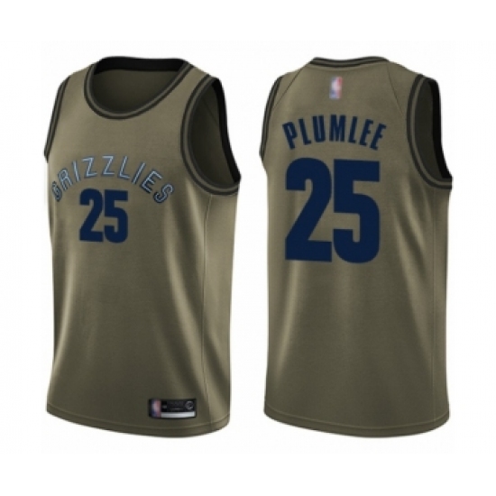 Youth Memphis Grizzlies #25 Miles Plumlee Swingman Green Salute to Service Basketball Jersey - Ujersey