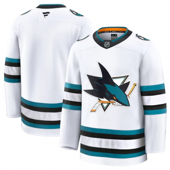 Men's San Jose Sharks Blank White 2024-25 Away Stitched Hockey Jersey - Ujersey