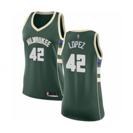Women's Milwaukee Bucks #42 Robin Lopez Swingman Green Basketball Jersey - Icon Edition - Ujersey