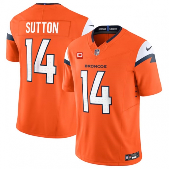 Men's Denver Broncos #14 Courtland Sutton Orange 2024 F.U.S.E. With 4-Star C Vapor Limited Stitched Football Jersey - Ujersey