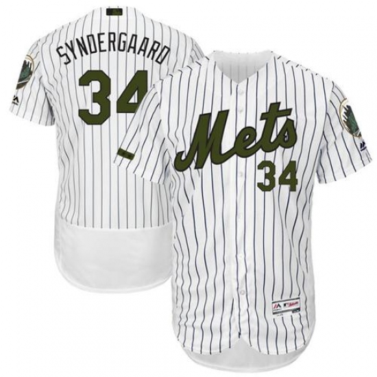 Men's Majestic New York Mets #34 Noah Syndergaard White Memorial Day Authentic Collection Flex Base MLB Jersey - Ujersey