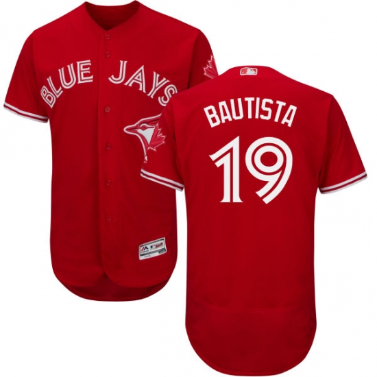 Men's Majestic Toronto Blue Jays #19 Jose Bautista Scarlet Flexbase Authentic Collection Alternate MLB Jersey - Ujersey