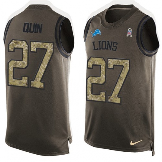Men's Nike Detroit Lions #27 Glover Quin Limited Green Salute to Service Tank Top NFL Jersey - Ujersey