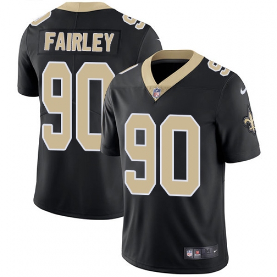 Youth Nike New Orleans Saints #90 Nick Fairley Black Team Color Vapor Untouchable Limited Player NFL Jersey - Ujersey