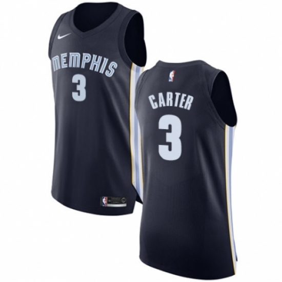 Men's Nike Memphis Grizzlies #3 Jevon Carter Authentic Navy Blue Road NBA Jersey - Icon Edition - Ujersey