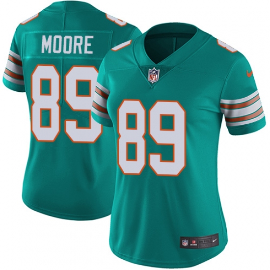 Women's Nike Miami Dolphins #89 Nat Moore Elite Aqua Green Alternate NFL Jersey - Ujersey