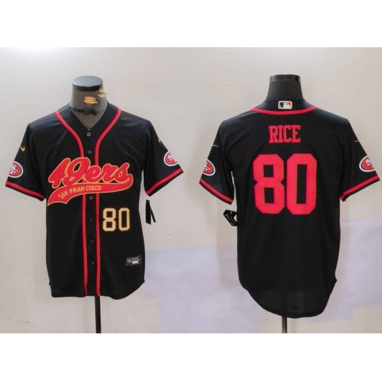 Men's San Francisco 49ers #80 Jerry Rice Black With Cool Base Stitched Baseball Jerseys - Ujersey