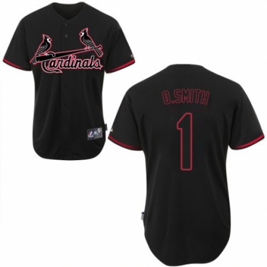 Men's Majestic St. Louis Cardinals #1 Ozzie Smith Replica Black Fashion MLB Jersey - Ujersey