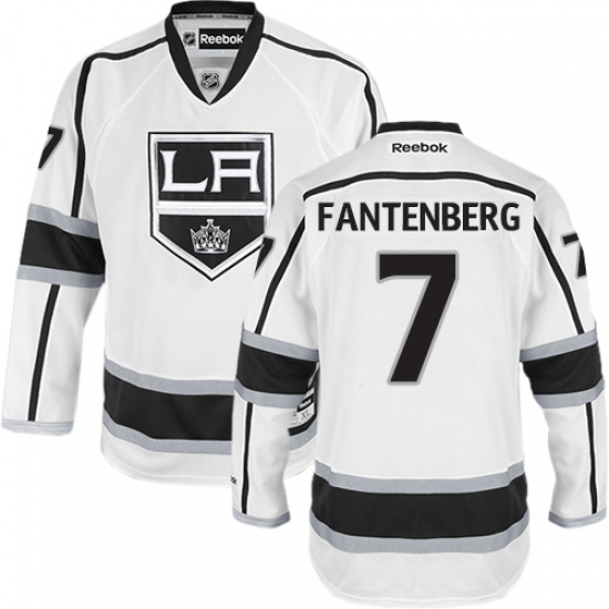 Women's Reebok Los Angeles Kings #7 Oscar Fantenberg Authentic White Away NHL Jersey - Ujersey