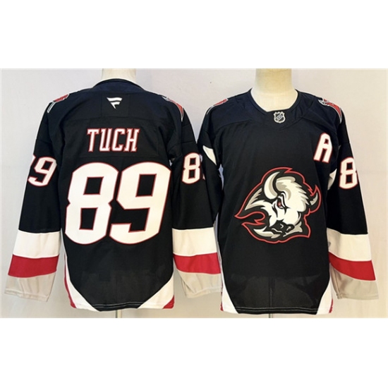 Men's Buffalo Sabres #89 Alex Tuch Black 2024-25 With A Alternate Stitched Hockey Jersey - Ujersey