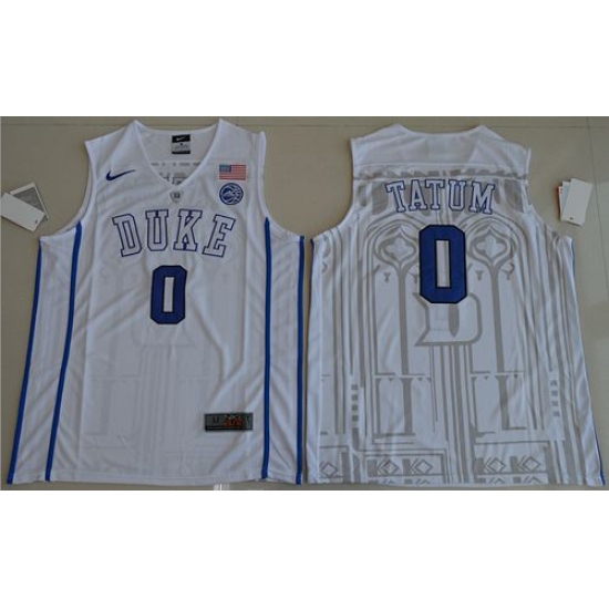 Duke Blue Devils #0 Jayson Tatum White Basketball Elite Stitched NCAA Jersey - Ujersey