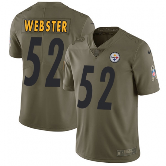 Men's Nike Pittsburgh Steelers #52 Mike Webster Limited Olive 2017 Salute to Service NFL Jersey - Ujersey