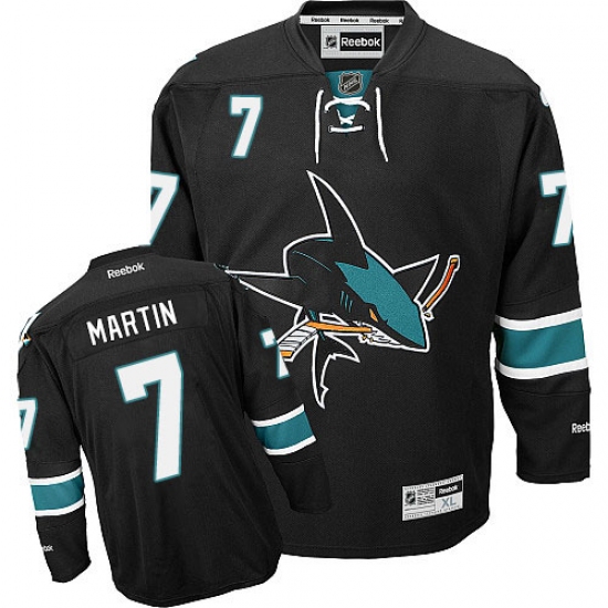 Men's Reebok San Jose Sharks #7 Paul Martin Authentic Black Third NHL Jersey