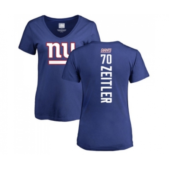 Football Women's New York Giants #70 Kevin Zeitler Royal Blue Backer T-Shirt - Ujersey