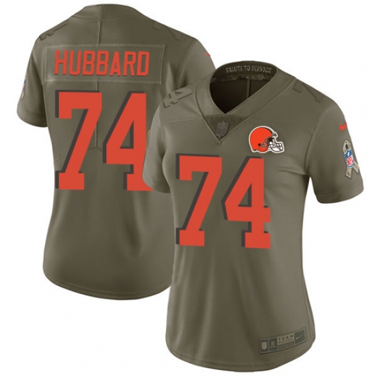 Women's Nike Cleveland Browns #74 Chris Hubbard Limited Olive 2017 Salute to Service NFL Jersey - Ujersey