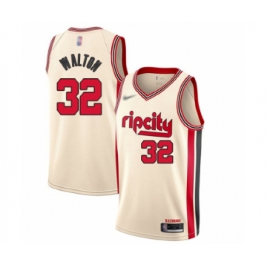 Youth Portland Trail Blazers #32 Bill Walton Swingman Cream Basketball Jersey - 2019  20 City Edition - Ujersey