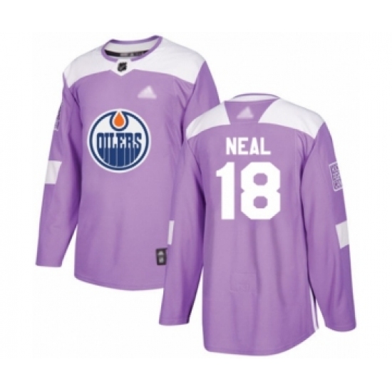 Men's Edmonton Oilers #18 James Neal Authentic Purple Fights Cancer Practice Hockey Jersey - Ujersey