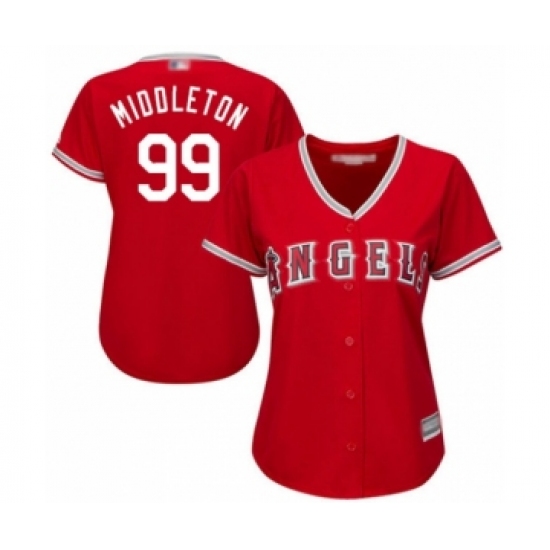 Women's Los Angeles Angels of Anaheim #99 Keynan Middleton Authentic Red Alternate Cool Base Baseball Player Jersey - Ujersey