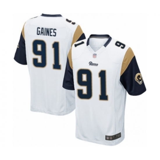 Men's Los Angeles Rams #91 Greg Gaines Game White Football Jersey - Ujersey