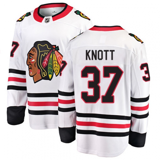 Men's Chicago Blackhawks #37 Graham Knott Fanatics Branded White Away Breakaway NHL Jersey - Ujersey