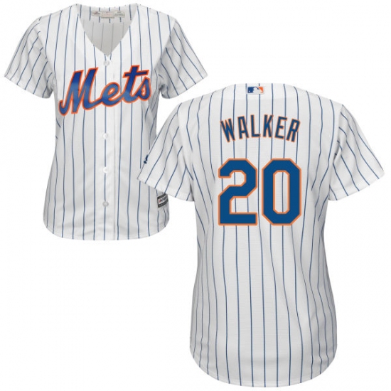 Women's Majestic New York Mets #20 Neil Walker Authentic White Home Cool Base MLB Jersey - Ujersey