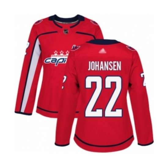 Women's Washington Capitals #22 Lucas Johansen Authentic Red Home Hockey Jersey - Ujersey