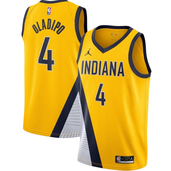 Men's Indiana Pacers #4 Victor Oladipo Jordan Brand Gold 2020-21 Swingman Jersey - Ujersey