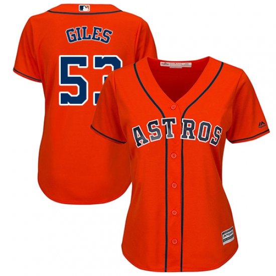 Women's Majestic Houston Astros #53 Ken Giles Authentic Orange Alternate Cool Base MLB Jersey - Ujersey