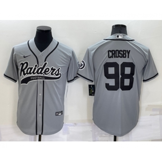 Men's Las Vegas Raiders #98 Maxx Crosby Grey Stitched MLB Cool Base Nike Baseball Jersey - Ujersey