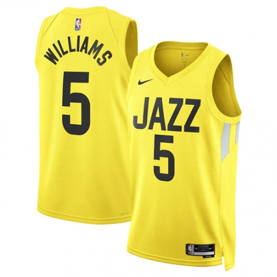 Men's Utah Jazz #5 Cody Williams Yellow 2024 Draft Association Edition Stitched Basketball Jersey - Ujersey