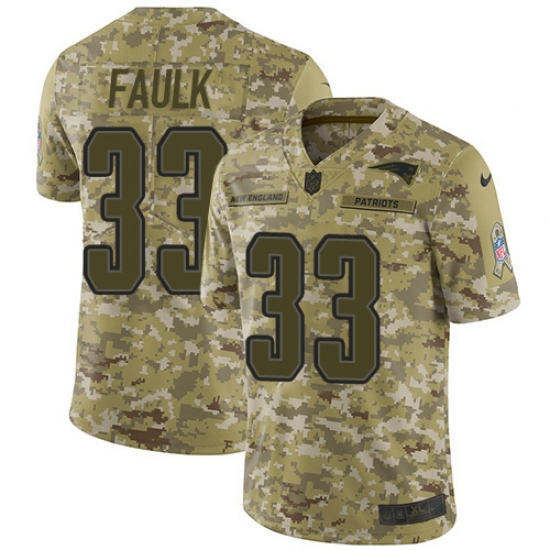 Youth Nike New England Patriots #33 Kevin Faulk Limited Camo 2018 Salute to Service NFL Jersey - Ujersey