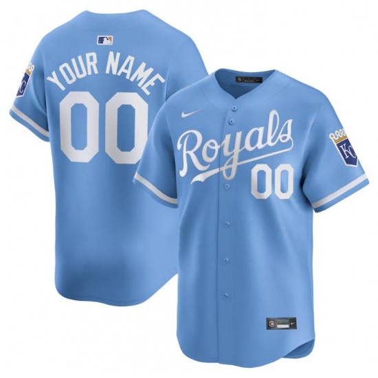 Men's Kansas City Royals Active Player Custom Light Blue 2024 Alternate Limited Stitched Baseball Jersey - Ujersey