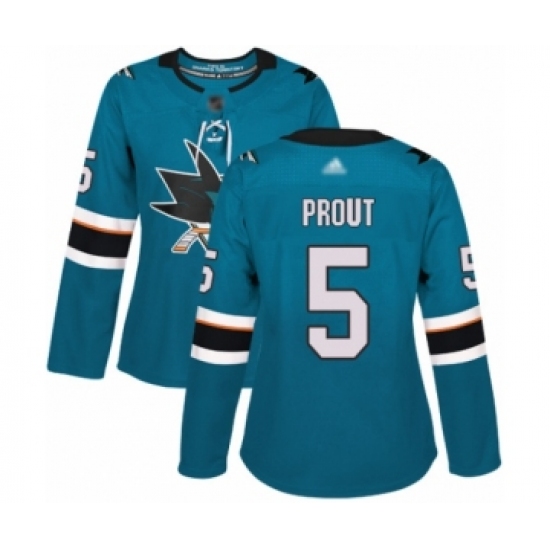 Women's San Jose Sharks #5 Dalton Prout Authentic Teal Green Home Hockey Jersey - Ujersey