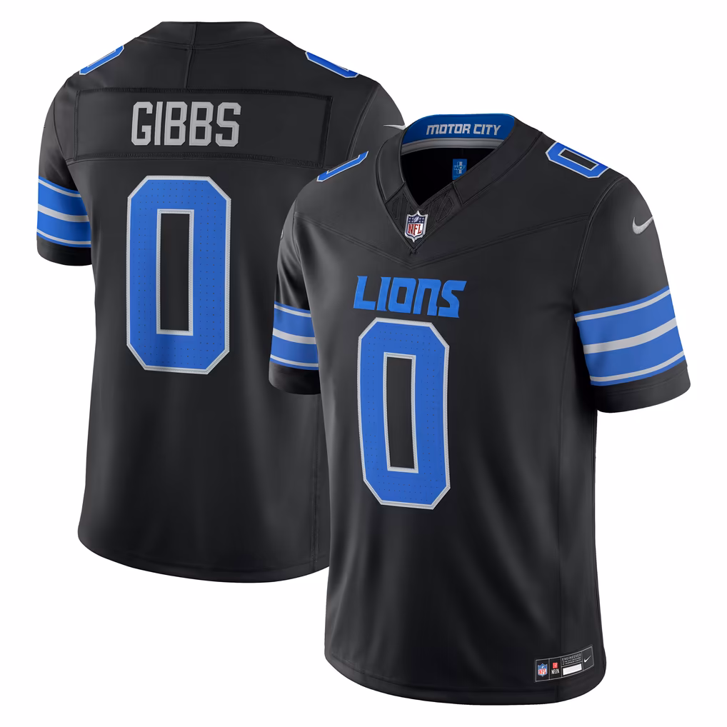 Men's Detroit Lions Jahmyr Gibbs Nike Black Alternate Vapor F.U.S.E. Stitched Limited Jersey - Ujersey