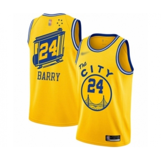 Youth Golden State Warriors #24 Rick Barry Swingman Gold Hardwood Classics Basketball Jersey - The City Classic Edition - Ujersey