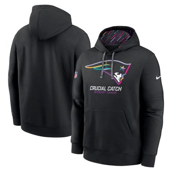 Men's New England Patriots Black 2024 Crucial Catch Club Pullover Hoodie - Ujersey