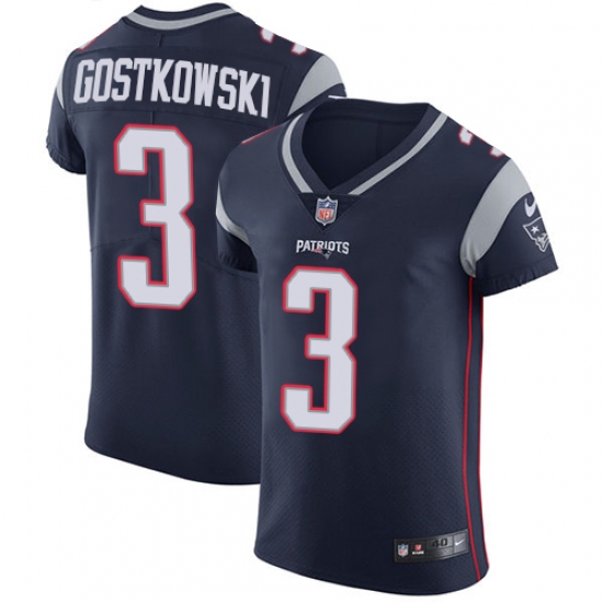 Men's Nike New England Patriots #3 Stephen Gostkowski Navy Blue Team Color Vapor Untouchable Elite Player NFL Jersey - Ujersey