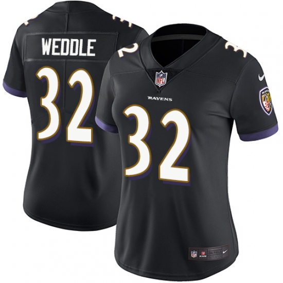Women's Nike Baltimore Ravens #32 Eric Weddle Black Alternate Vapor Untouchable Limited Player NFL Jersey - Ujersey