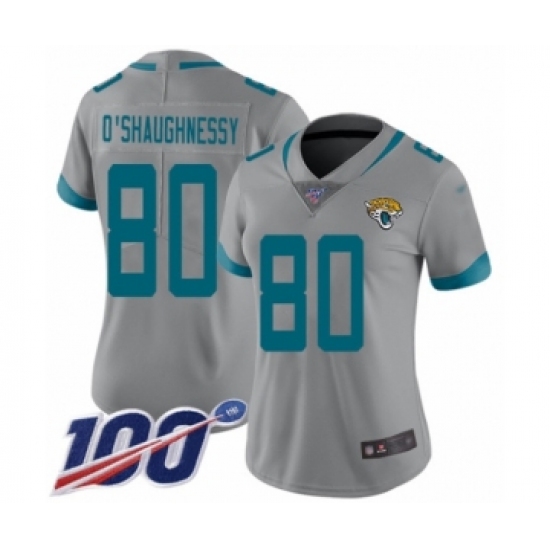 Women's Jacksonville Jaguars #80 James O'Shaughnessy Silver Inverted Legend Limited 100th Season Football Jersey - Ujersey